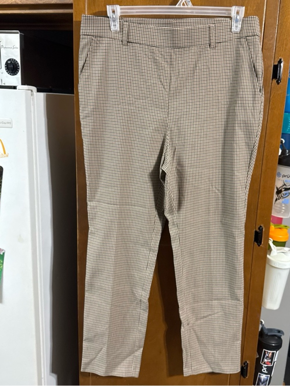Rafaella Tan and Black Micro-Check Dress Pants - Slim Straight